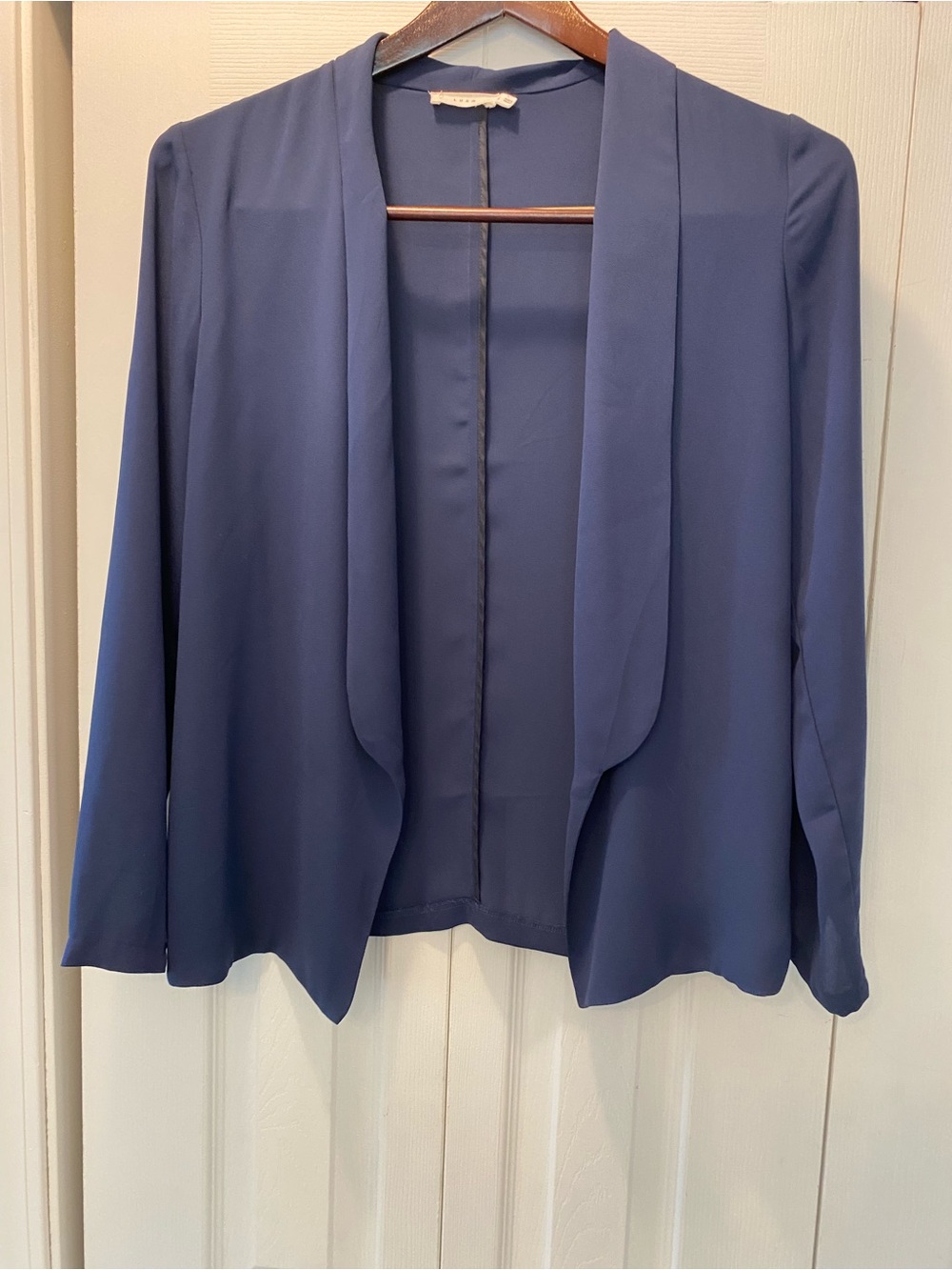 Lush Open-Front Navy Draped Blazer